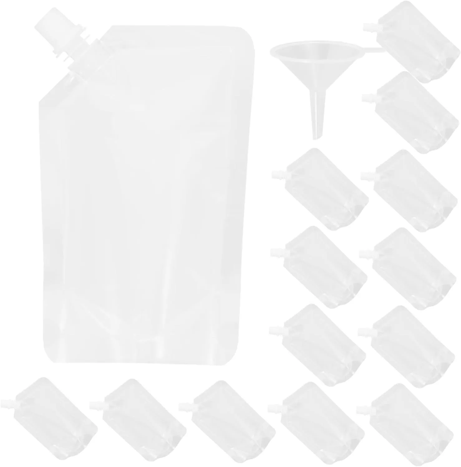 1 Set Disposable Plastic Flask Drinking Bags Odorless Leakproof Juice Beverage Pouches Portable Suction Spout Holder for Travel Party
