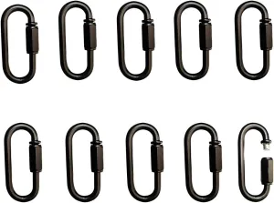 10- Pack Heavy Duty D Shape Chain Locking M4 4MM Chain Quick Link Connector (Black)