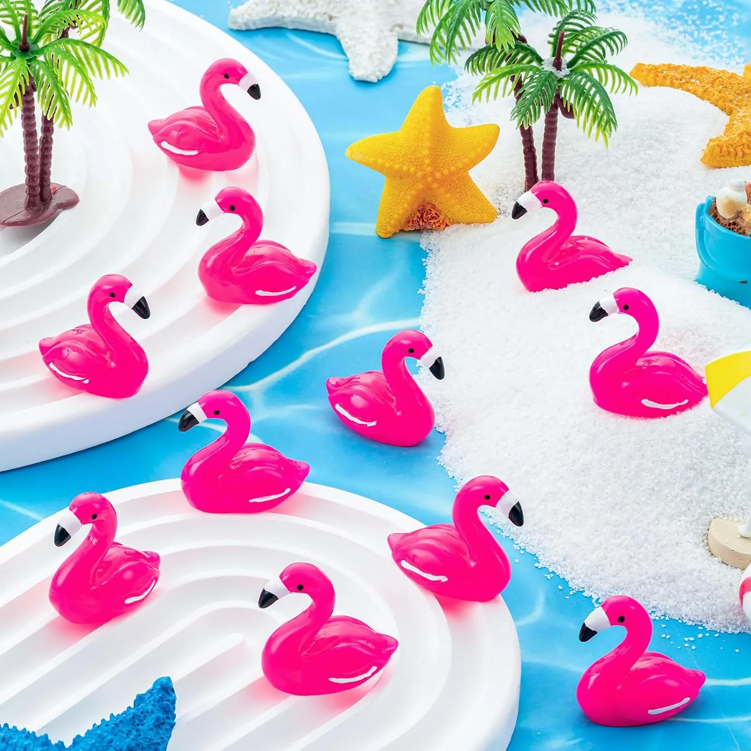 100Pcs Mini Resin Flamingo, Tiny Rose Red Ducks, Cute Figurines for Cake Topper Garden Dollhouse Landscape Aquarium Ornaments DIY Crafts