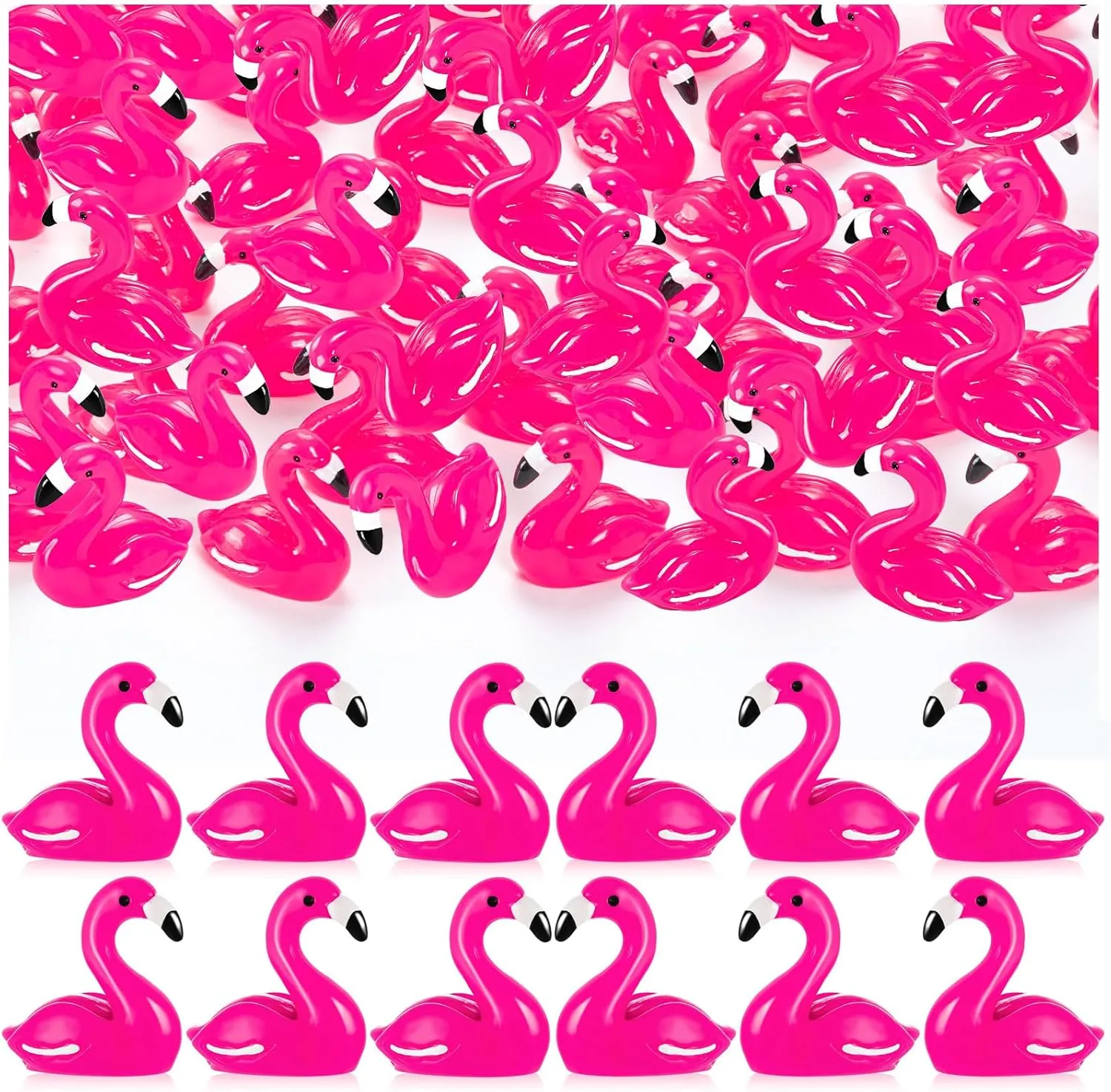 100Pcs Mini Resin Flamingo, Tiny Rose Red Ducks, Cute Figurines for Cake Topper Garden Dollhouse Landscape Aquarium Ornaments DIY Crafts