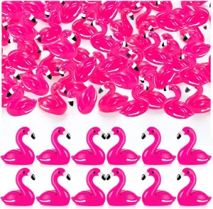 100Pcs Mini Resin Flamingo, Tiny Rose Red Ducks, Cute Figurines for Cake Topper Garden Dollhouse Landscape Aquarium Ornaments DIY Crafts