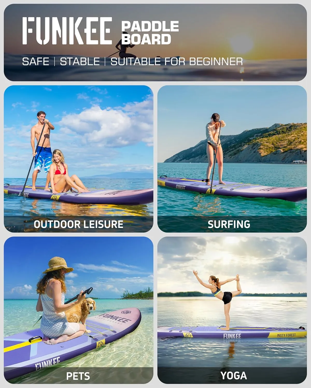 11’×34"×6" Extra Wide Inflatable Stand Up Paddle Board, Sup Board with Removable Fins, Backpack, Floating Paddle, Safety Leash, Floating Phone Case for Adults & Youth of All Skill Levels