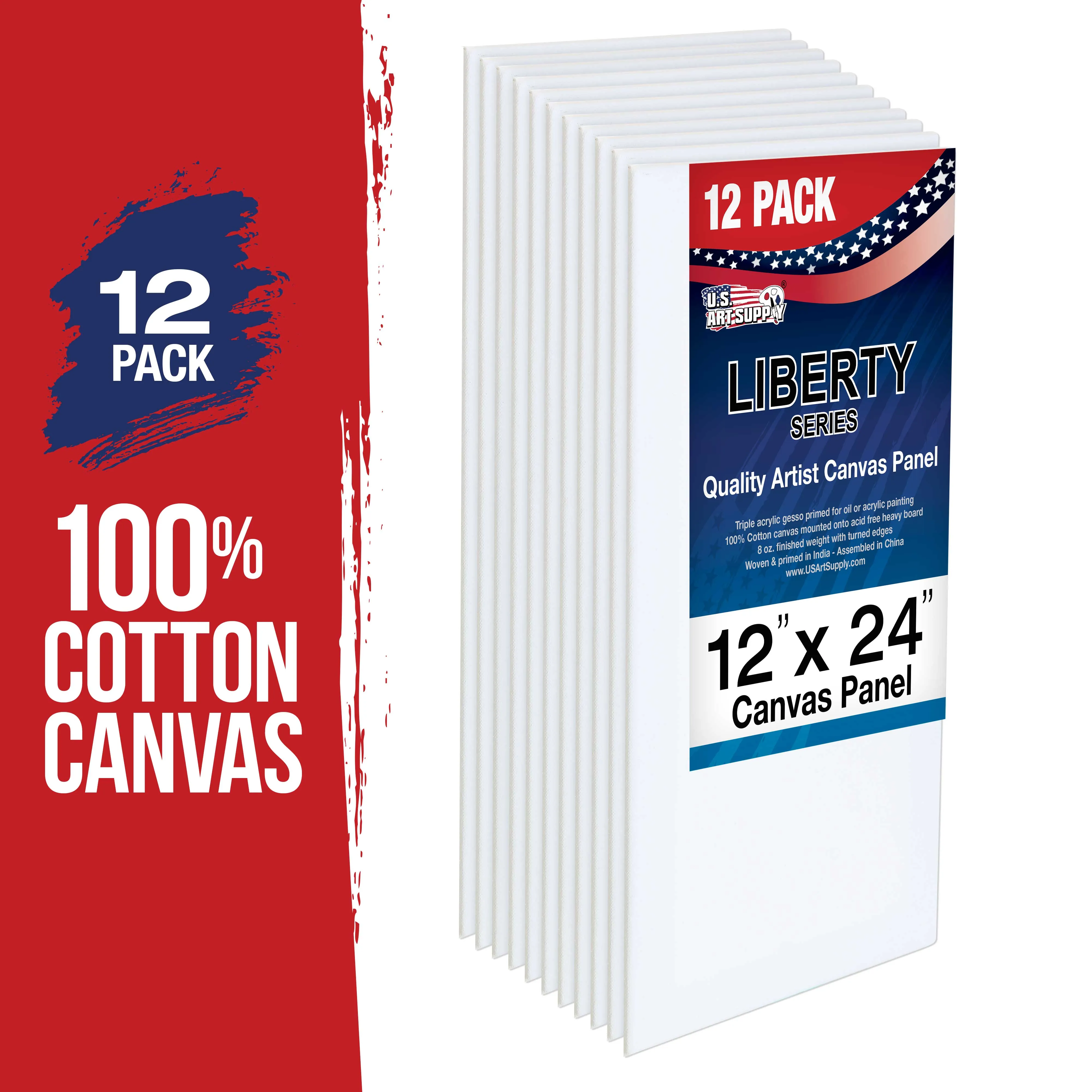 12" x 24" Professional Artist Quality Acid Free Canvas Panel Boards for Painting 12-Pack