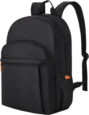 15.6 Inch Classic Black Basic School Bag, Waterproof Campus Backpack for Teens, Travel Laptop Backpack Bag, Boys Girls School Backpack for Outdoor, Work, Vacation (Black one)