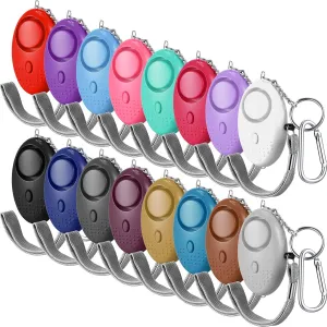16 Pack Safe Sound Personal Alarm, Emergency Personal Safety Alarm Devices 130 dB Security Keychain with LED Light Buckle Key Chain for Women Self Defense, Elderly, 16 Color