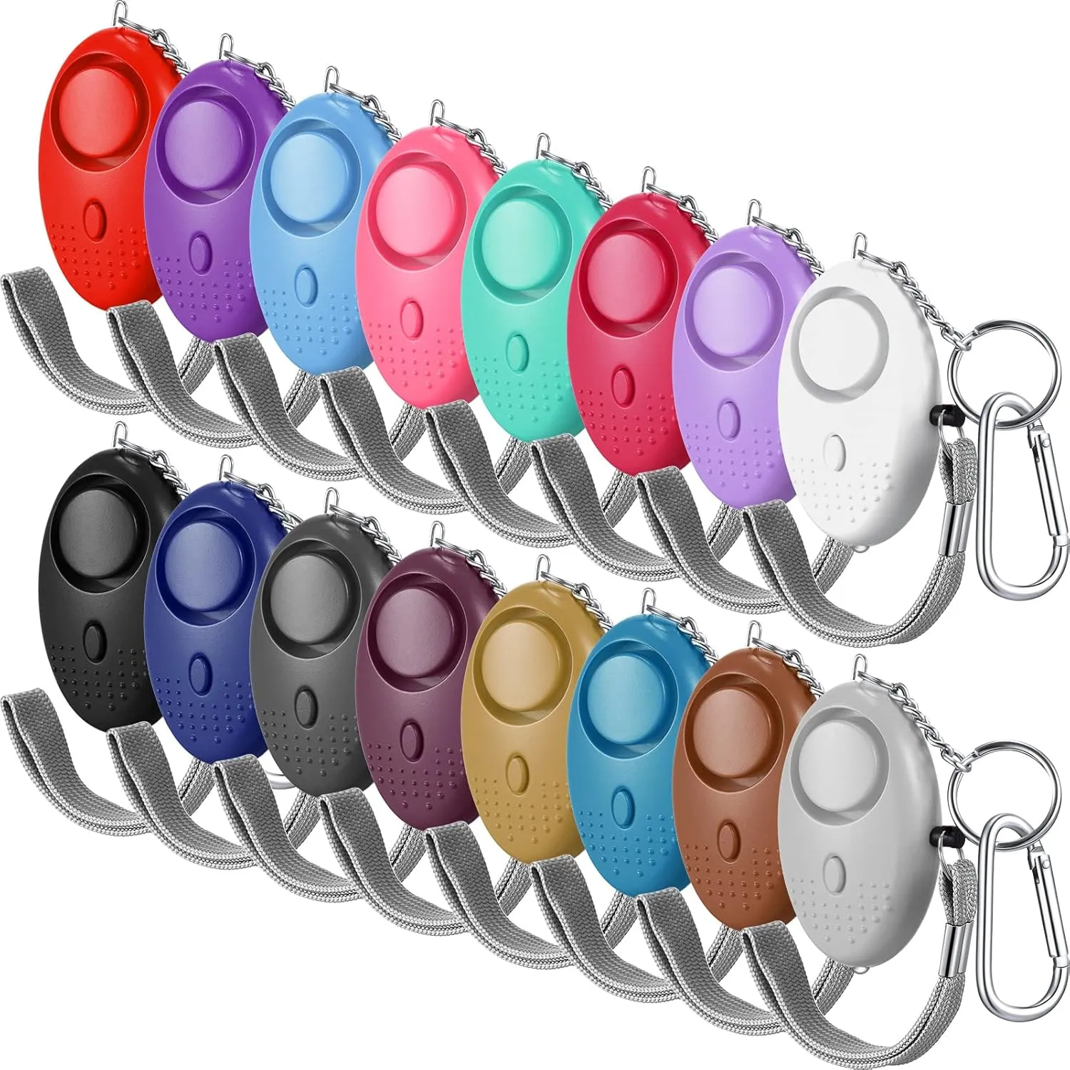 16 Pack Safe Sound Personal Alarm, Emergency Personal Safety Alarm Devices 130 dB Security Keychain with LED Light Buckle Key Chain for Women Self Defense, Elderly, 16 Color