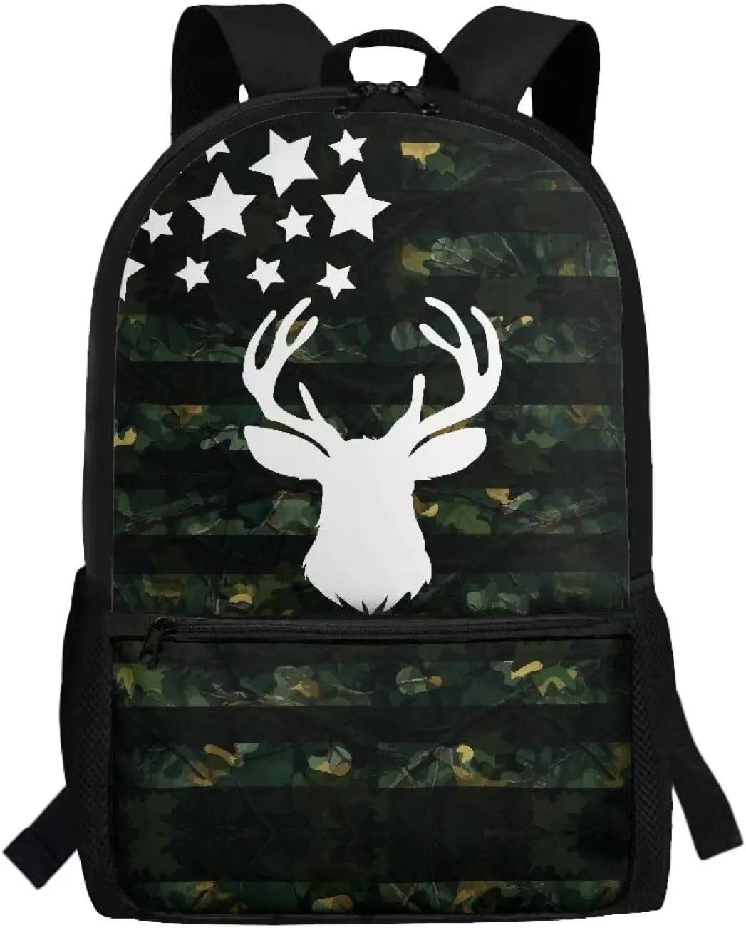 17 Inch School Backpack for Primary Kids,Lightweight Classic Basic Bookbag American Deer Large Capacity with Adjustable Buckle Fashionable for Summer Camp Vacation