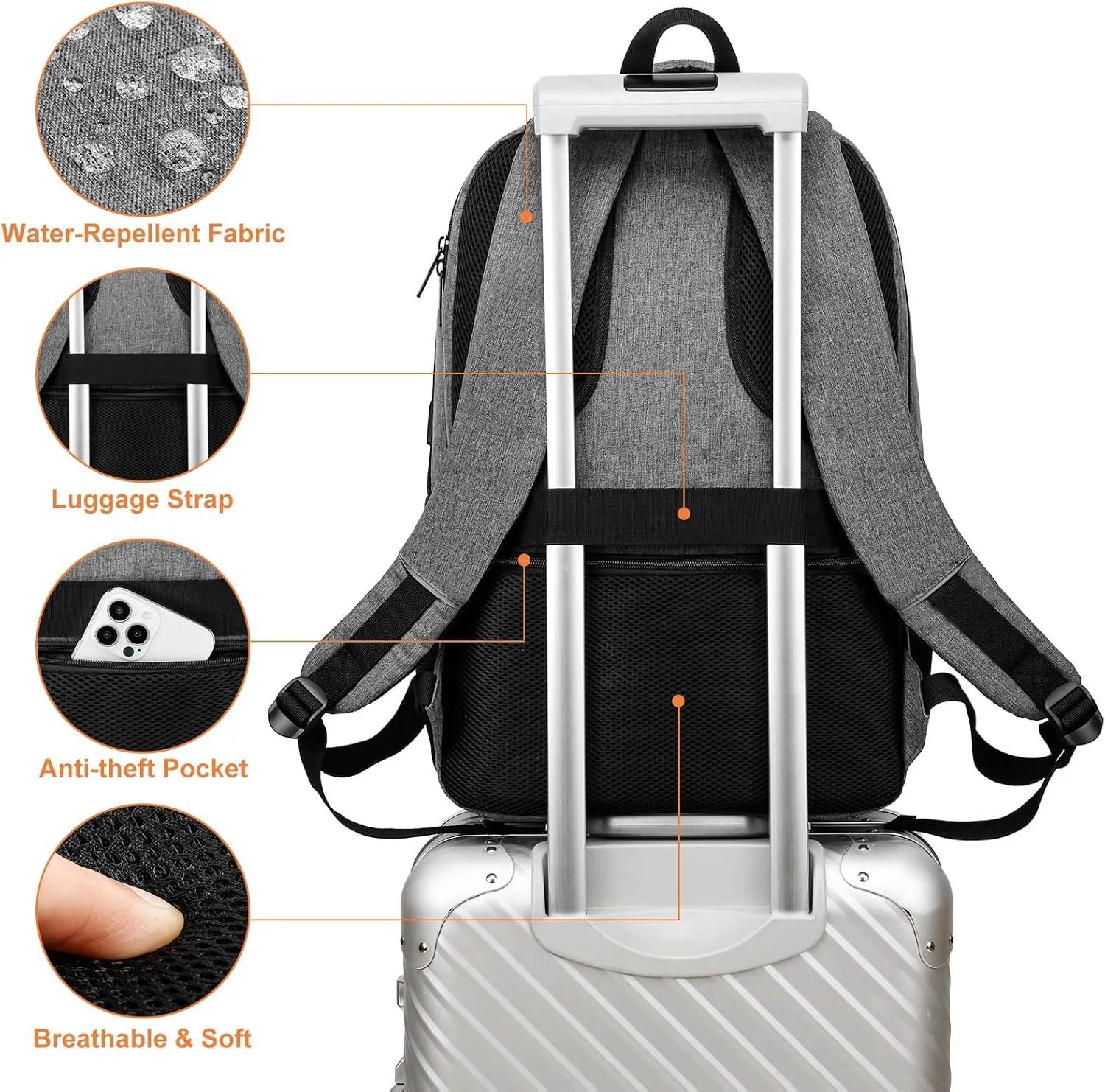 17,3 inch Laptop Backpack with Lunchbox,Insulated Cooler Bag for Work Travel with USB Charging Port,Water Resistant Computer Bag Meal Prep Backpack for Picnic College