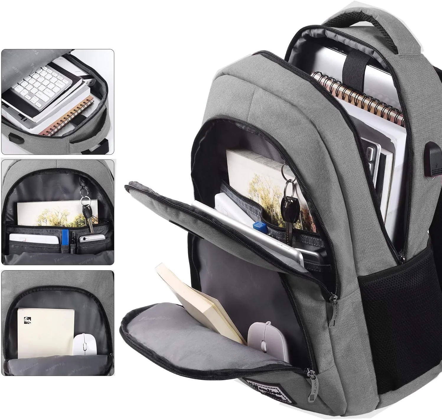 17.3 Inch Travel Backpack for Men and Women,School Bookbag for Teenager,Business Laptop Bookbag with USB Charging port for Business Work College Travel Trip