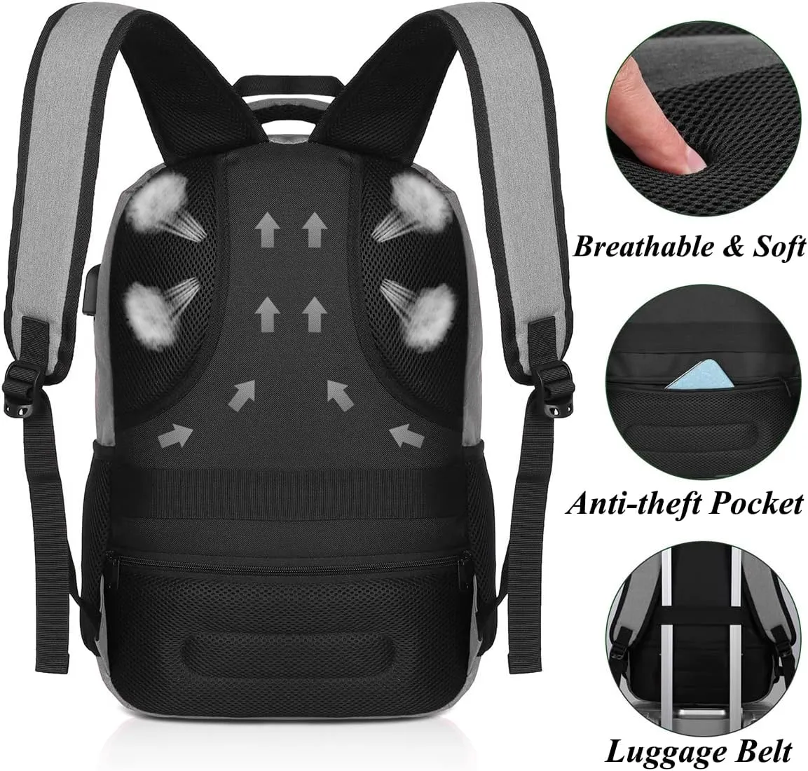 17.3 Inch Travel Backpack for Men and Women,School Bookbag for Teenager,Business Laptop Bookbag with USB Charging port for Business Work College Travel Trip