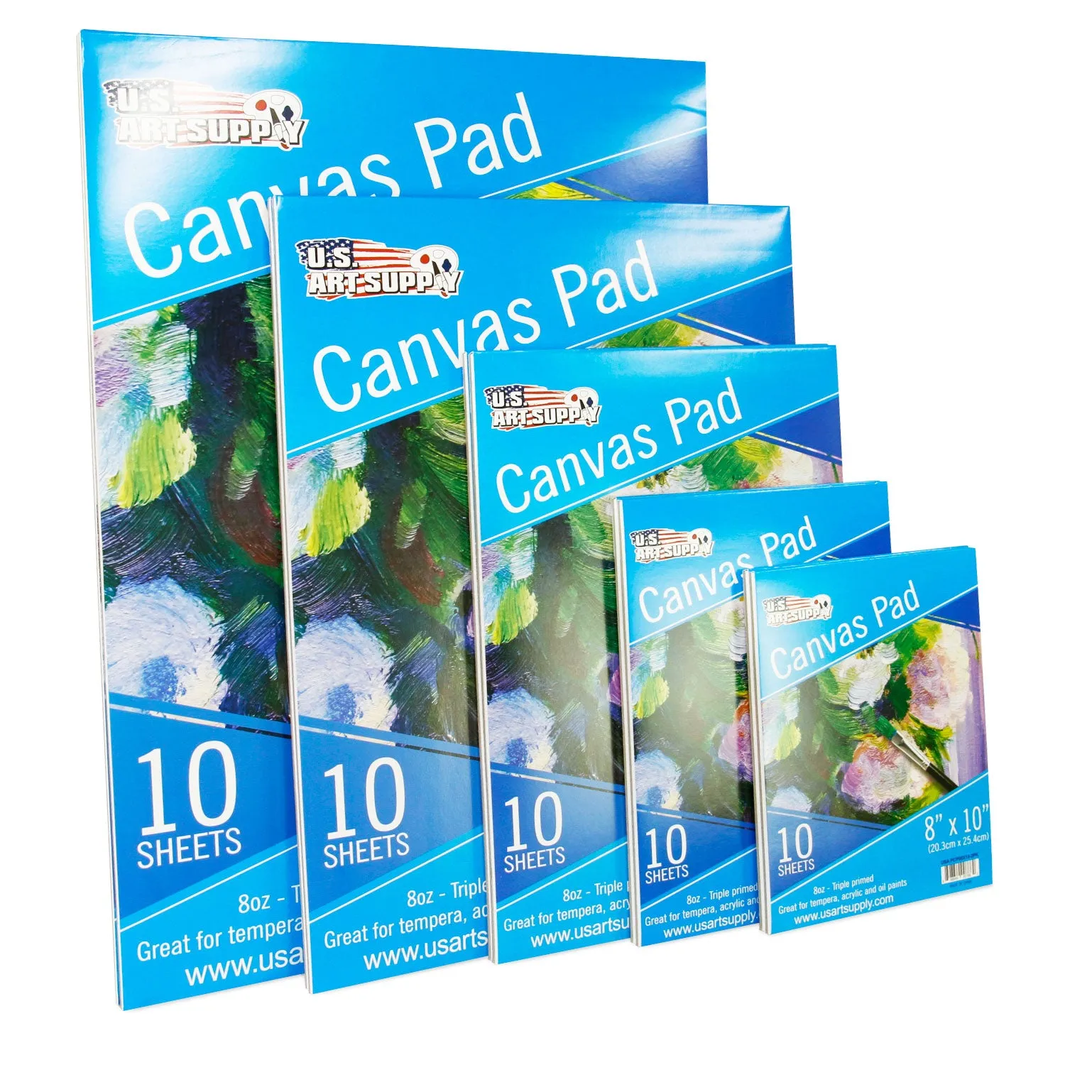 18" x 24" 10-Sheet 8-Ounce Triple Primed Acid-Free Canvas Paper Pad (Pack of 2 Pads), Canvas Paper for Acrylic Painting