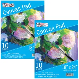 18" x 24" 10-Sheet 8-Ounce Triple Primed Acid-Free Canvas Paper Pad (Pack of 2 Pads), Canvas Paper for Acrylic Painting