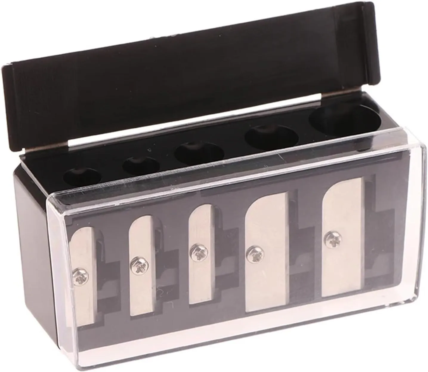 1Pcs 5 Holes Multi-Functional Pencil Sharpener with Lid for Eyeliner Lipliner Pencils
