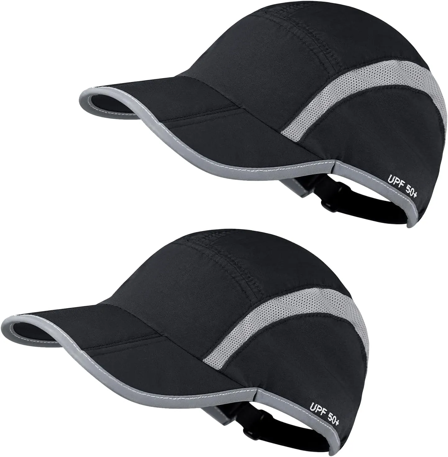 2 Pack Foldable Sports Hat for Men and Women with UPF 50  Sun Protection Runner Cap Adjustable Washable Hat