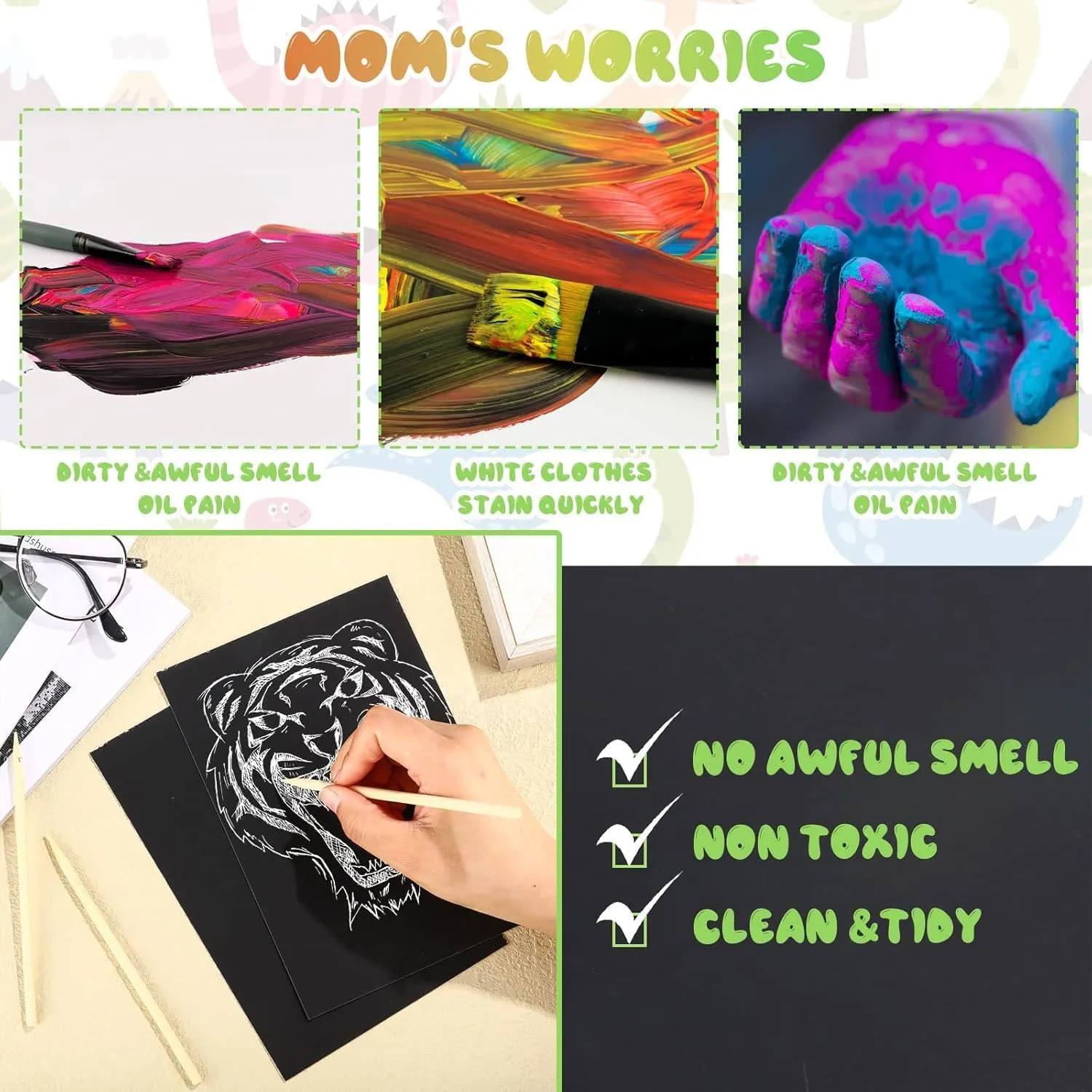 200 Pieces Scratch Paper Art Set Craft Kits Black Coated Scratchboard Black Scratch Off Paper with Wooden Stylus for Valentine Gifts Birthday Party Supplies