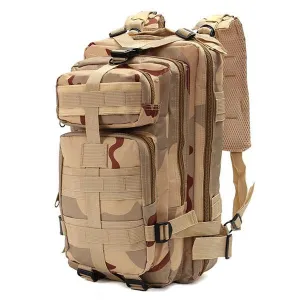 25L Outdoor Military Tactical Camping Hiking Trekking Backpack Rucksack Three Sand Camouflage