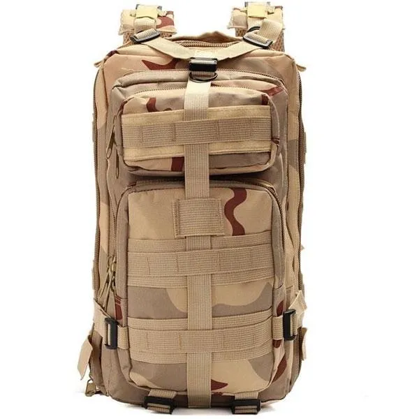 25L Outdoor Military Tactical Camping Hiking Trekking Backpack Rucksack Three Sand Camouflage