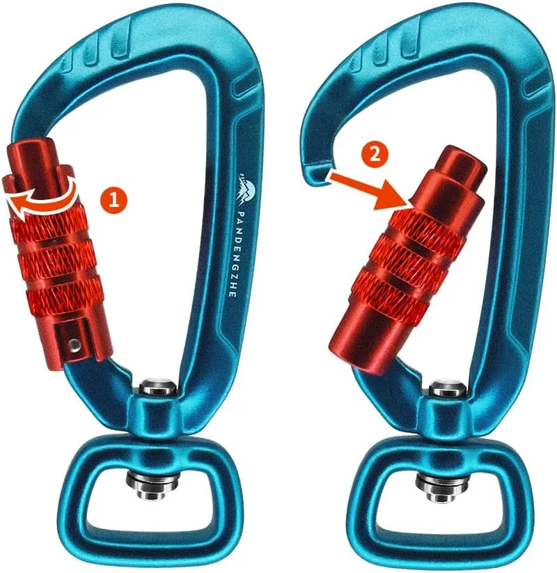2.5" Auto Locking Carabiner Clips 4.5KN 1011lbs with Swivel Clasp for Dog Leash, Keychain, Backpack