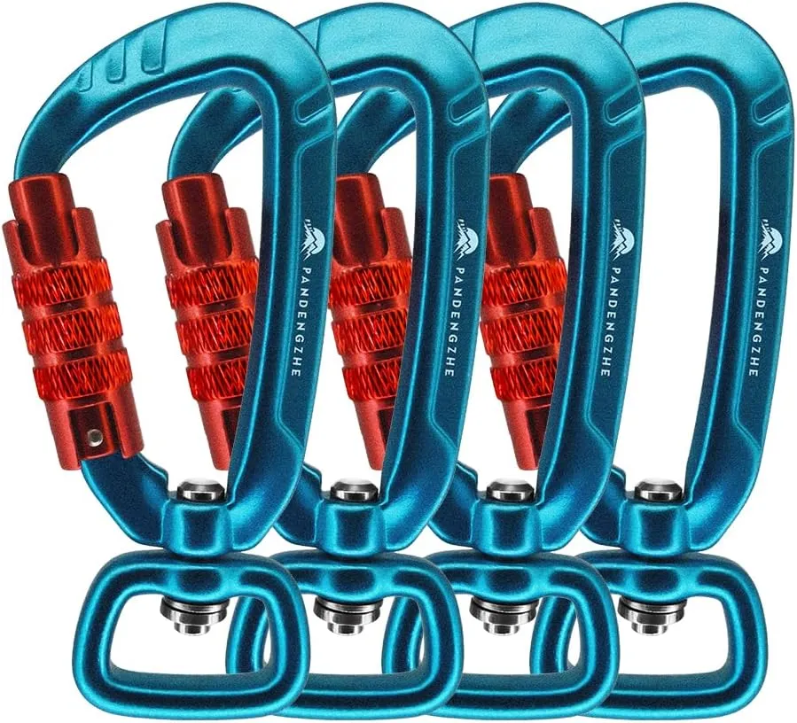 2.5" Auto Locking Carabiner Clips 4.5KN 1011lbs with Swivel Clasp for Dog Leash, Keychain, Backpack