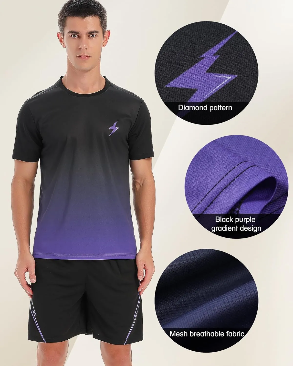 2Pack Men’s Active Quick Dry Crew Neck T Shirts | Athletic Running Gym Workout Short Sleeve Tee Set