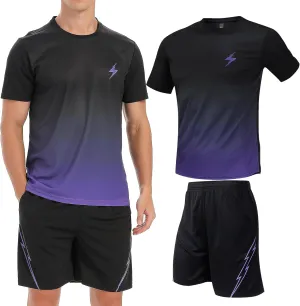 2Pack Men’s Active Quick Dry Crew Neck T Shirts | Athletic Running Gym Workout Short Sleeve Tee Set