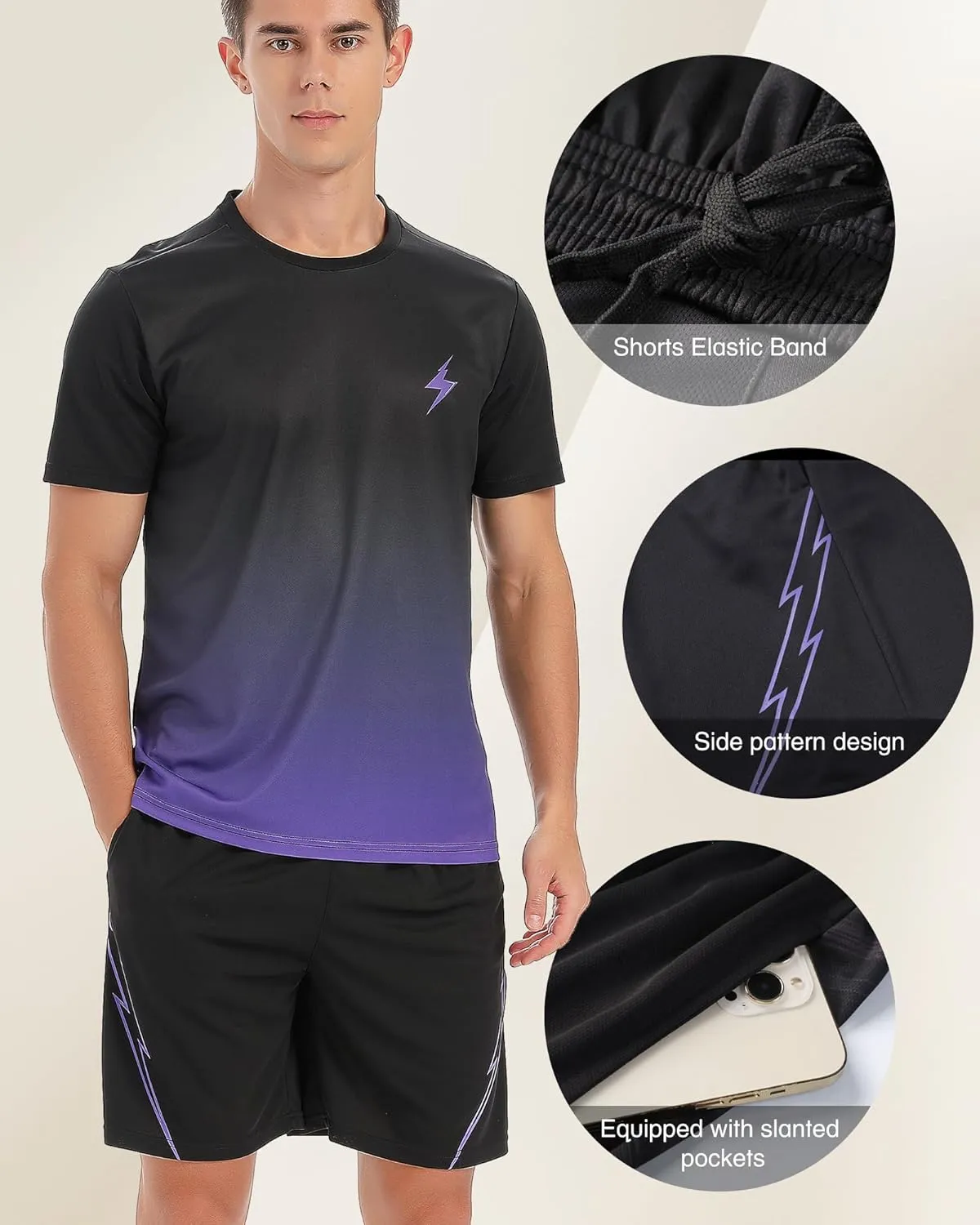 2Pack Men’s Active Quick Dry Crew Neck T Shirts | Athletic Running Gym Workout Short Sleeve Tee Set