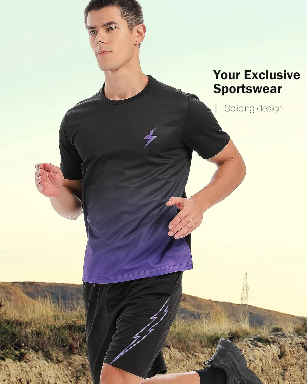 2Pack Men’s Active Quick Dry Crew Neck T Shirts | Athletic Running Gym Workout Short Sleeve Tee Set