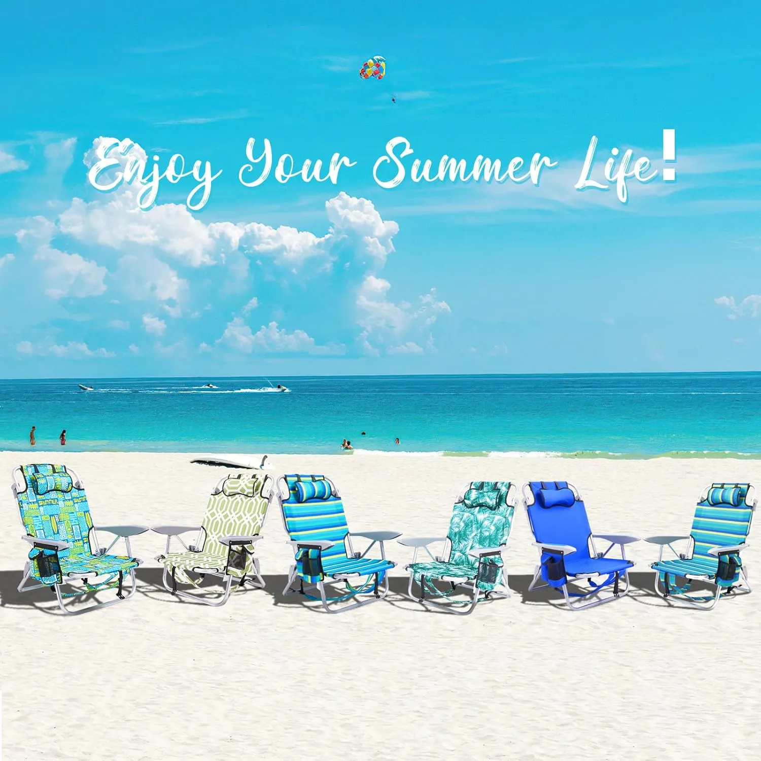 2PC Portable Beach Chair for Adults, 4 Position Backpack Folding Camping Chairs for Outdoor, Beach Chairs with Backpack Straps, Striped
