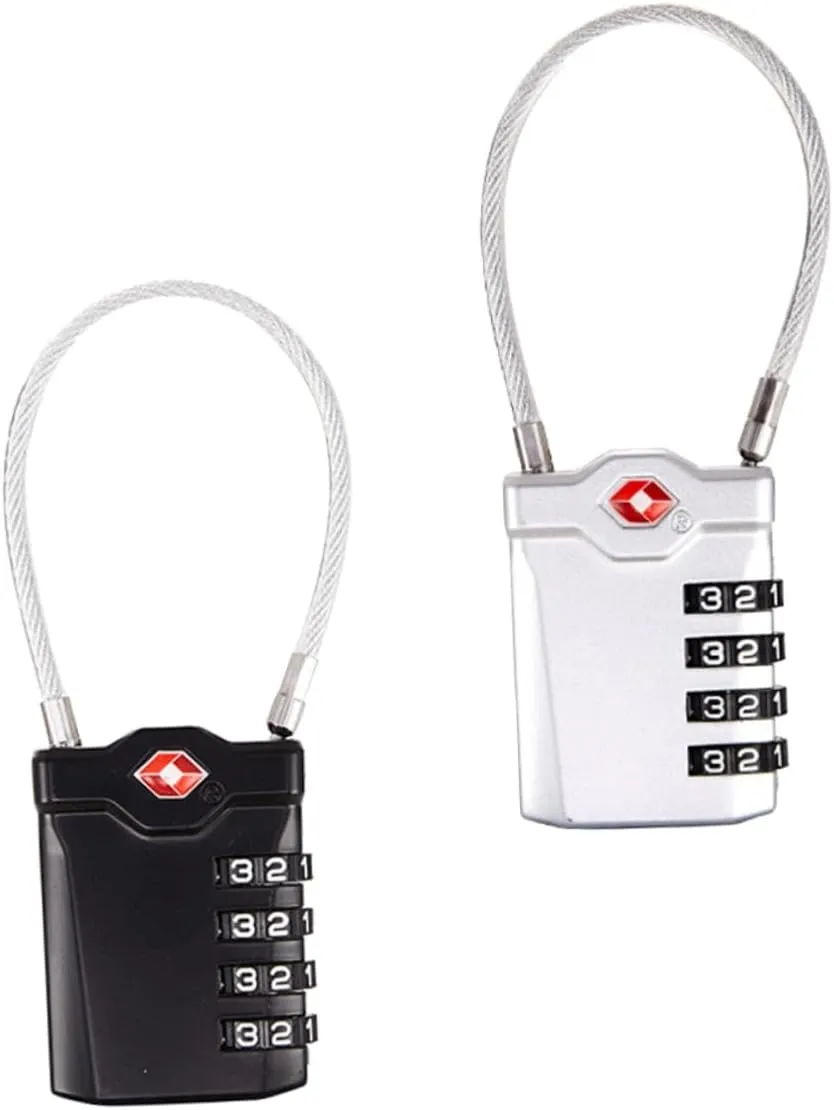2Pcs Luggage Lock with Combination for Travel Secure Your Suitcase with Open Red Indicator Lightweight Portable Design Silver Black