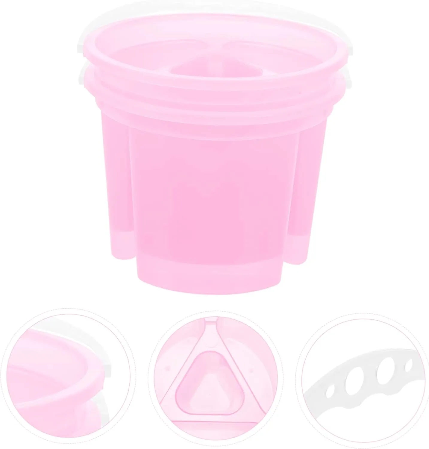 2pcs Pencil Bucket Braces Cleaner Brush Basin Porte Water Bottle Cleaning Tool Paint Brush Washer Brush Washing Tools Water Bucket with Handle Artist Conjoined Plastic Flusher Pink