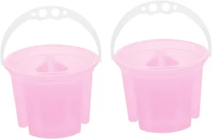 2pcs Pencil Bucket Braces Cleaner Brush Basin Porte Water Bottle Cleaning Tool Paint Brush Washer Brush Washing Tools Water Bucket with Handle Artist Conjoined Plastic Flusher Pink
