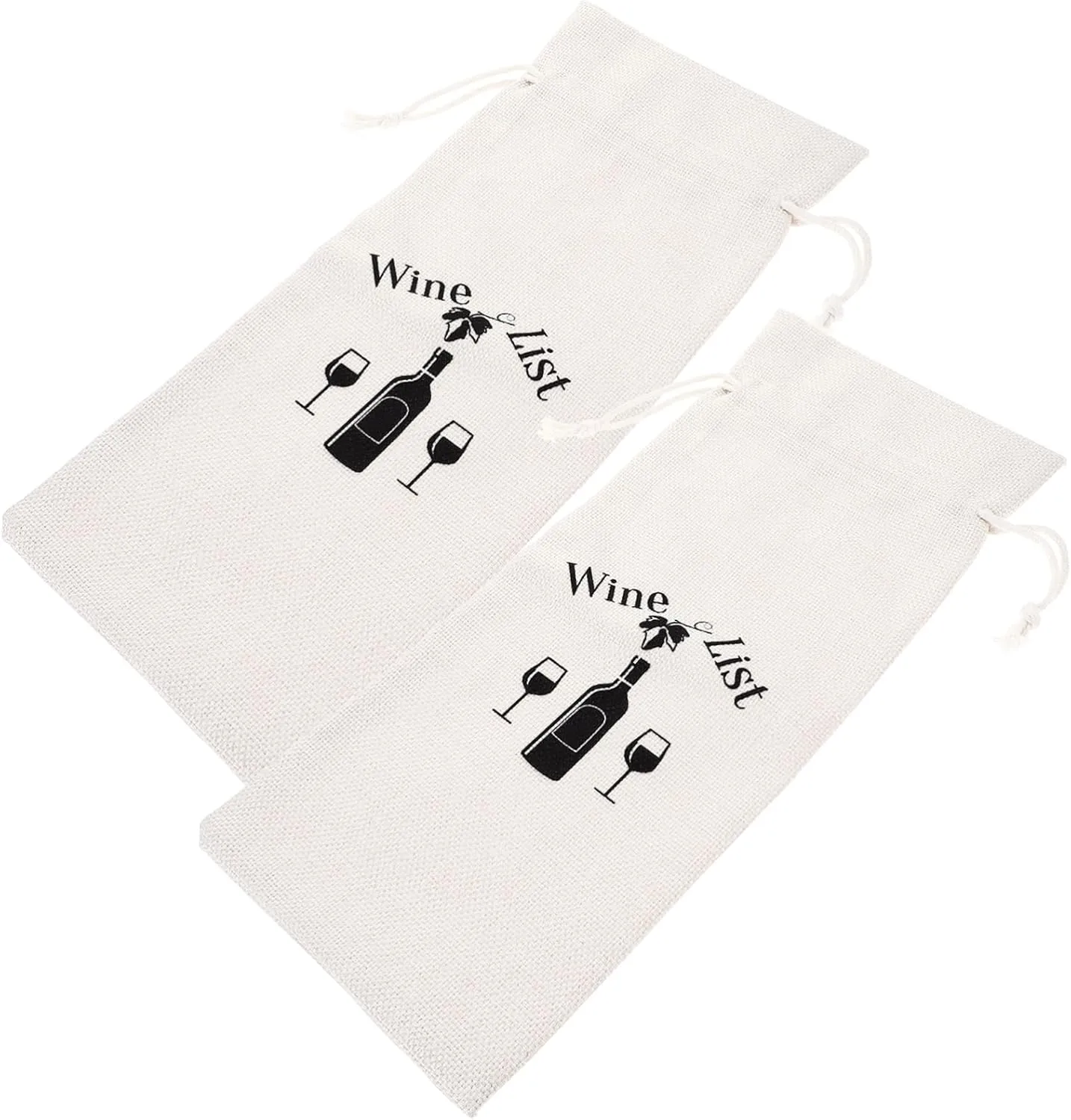2Pcs Reusable Drawstring Wine Bottle Bags Decorative Linen Present Pouches for Wine Storage for Parties Weddings and Special Occasions