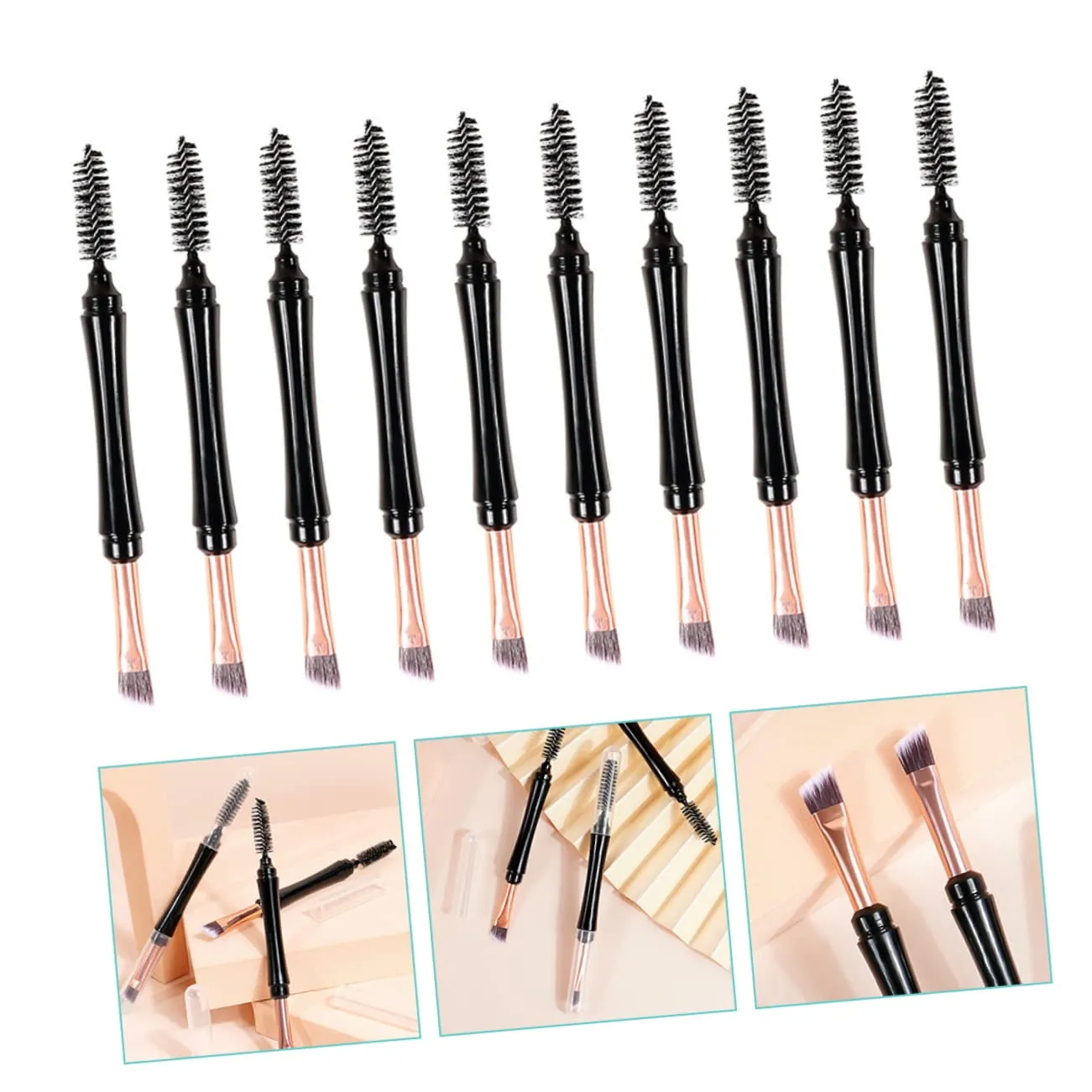 2sets Brow Brush Set Multi Functional Makeup Tools Dual Tip for Eyebrows Lashes Ladies 10pcs*2