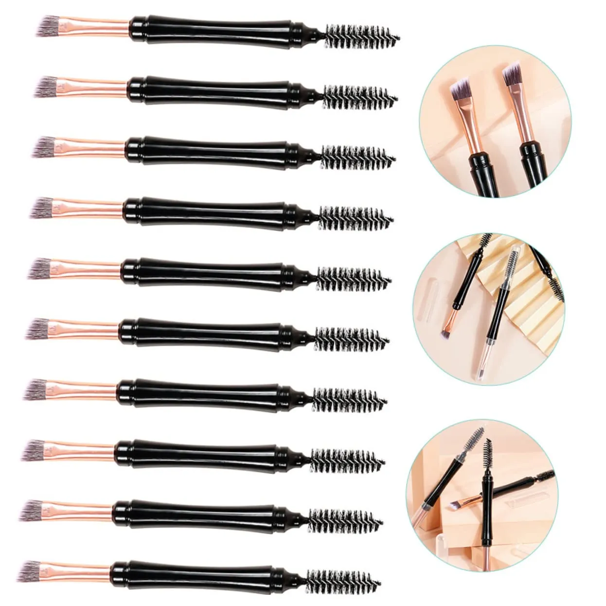 2sets Brow Brush Set Multi Functional Makeup Tools Dual Tip for Eyebrows Lashes Ladies 10pcs*2