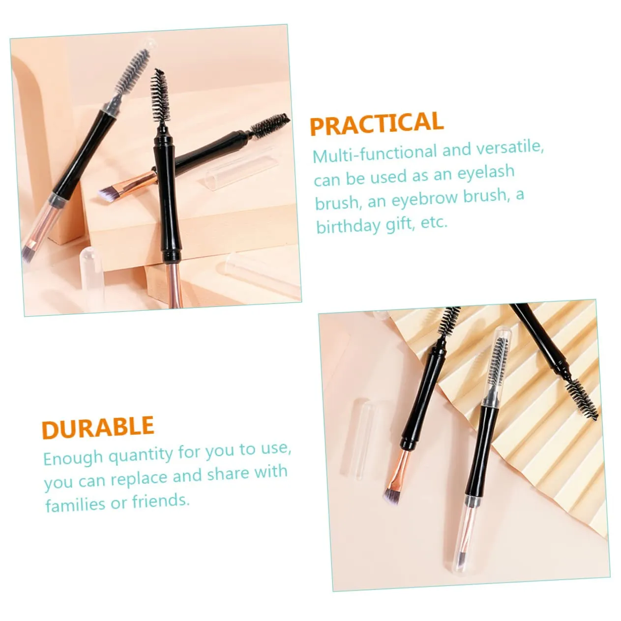 2sets Brow Brush Set Multi Functional Makeup Tools Dual Tip for Eyebrows Lashes Ladies 10pcs*2