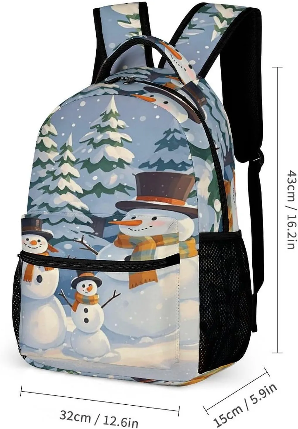 3-in-1 Backpack Lunch Bag Pencil Case Set, Love Snowman Art Print Adjustable Shoulder Straps,Spacious Storage – Perfect for Work & Travel