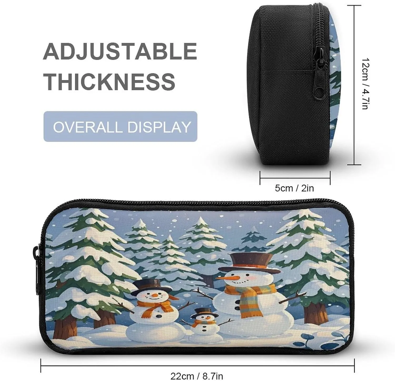 3-in-1 Backpack Lunch Bag Pencil Case Set, Love Snowman Art Print Adjustable Shoulder Straps,Spacious Storage – Perfect for Work & Travel