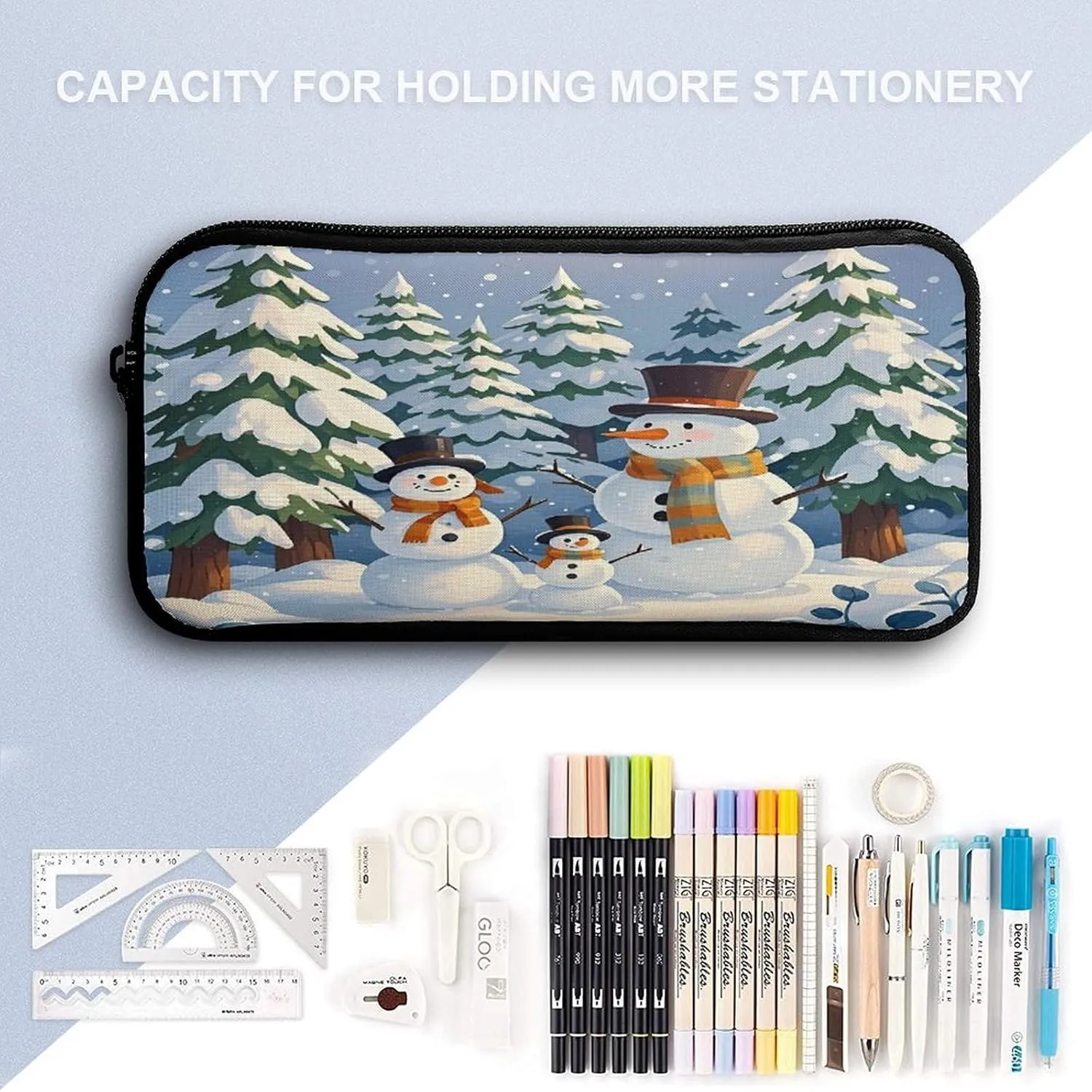 3-in-1 Backpack Lunch Bag Pencil Case Set, Love Snowman Art Print Adjustable Shoulder Straps,Spacious Storage – Perfect for Work & Travel