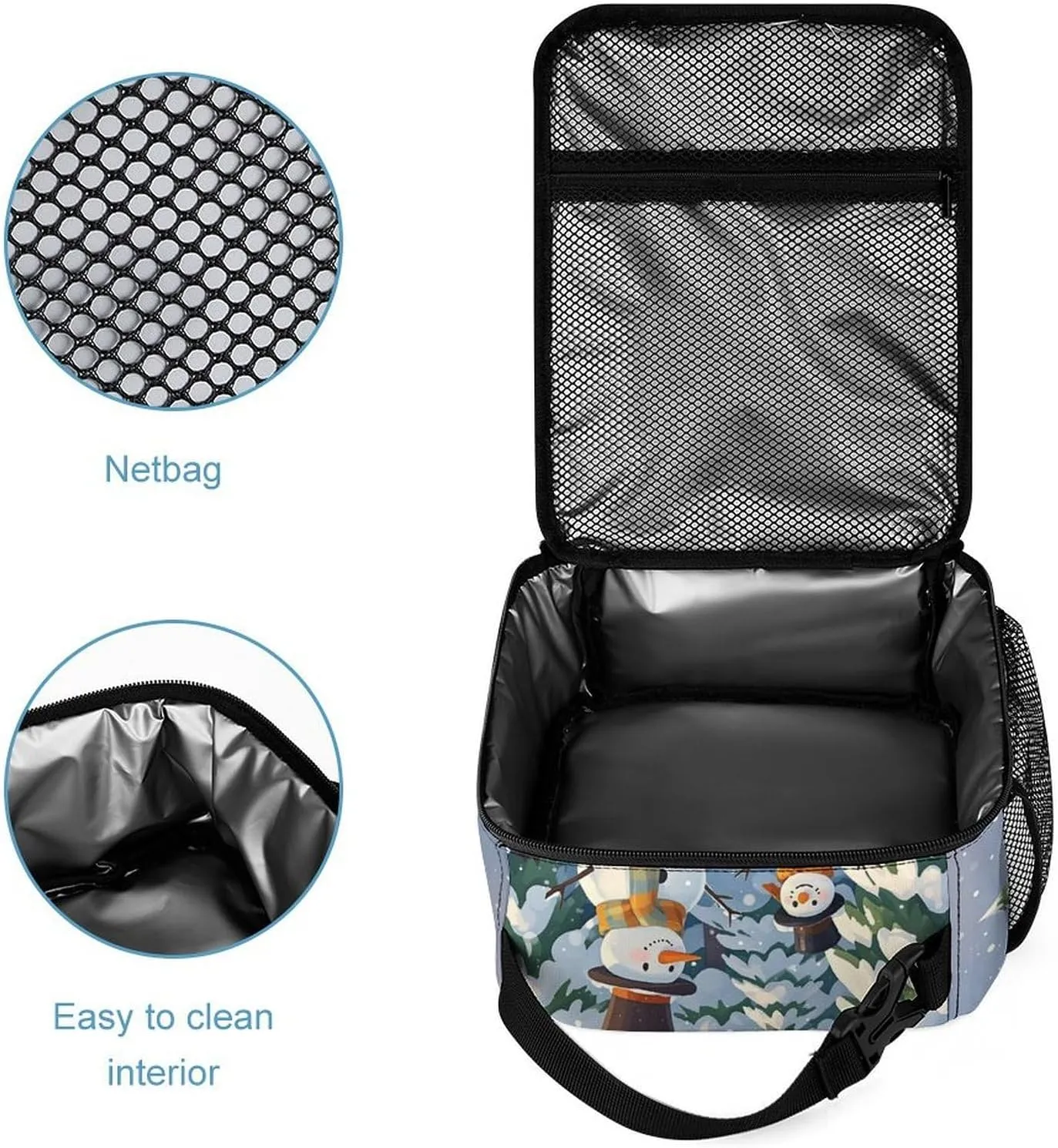 3-in-1 Backpack Lunch Bag Pencil Case Set, Love Snowman Art Print Adjustable Shoulder Straps,Spacious Storage – Perfect for Work & Travel