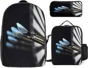 3 in 1 Backpack Set Darts Arrows Print Casual Backpack Set Small Cosmetic Bag Travel Daypack Crossbody Lunch Bag Coin Purse Set
