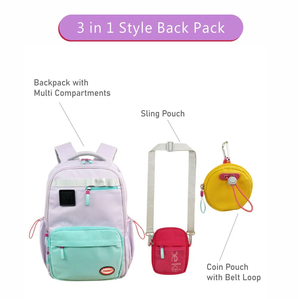 3 in one Purple Pastels School Backpack for Older Kids & Adults