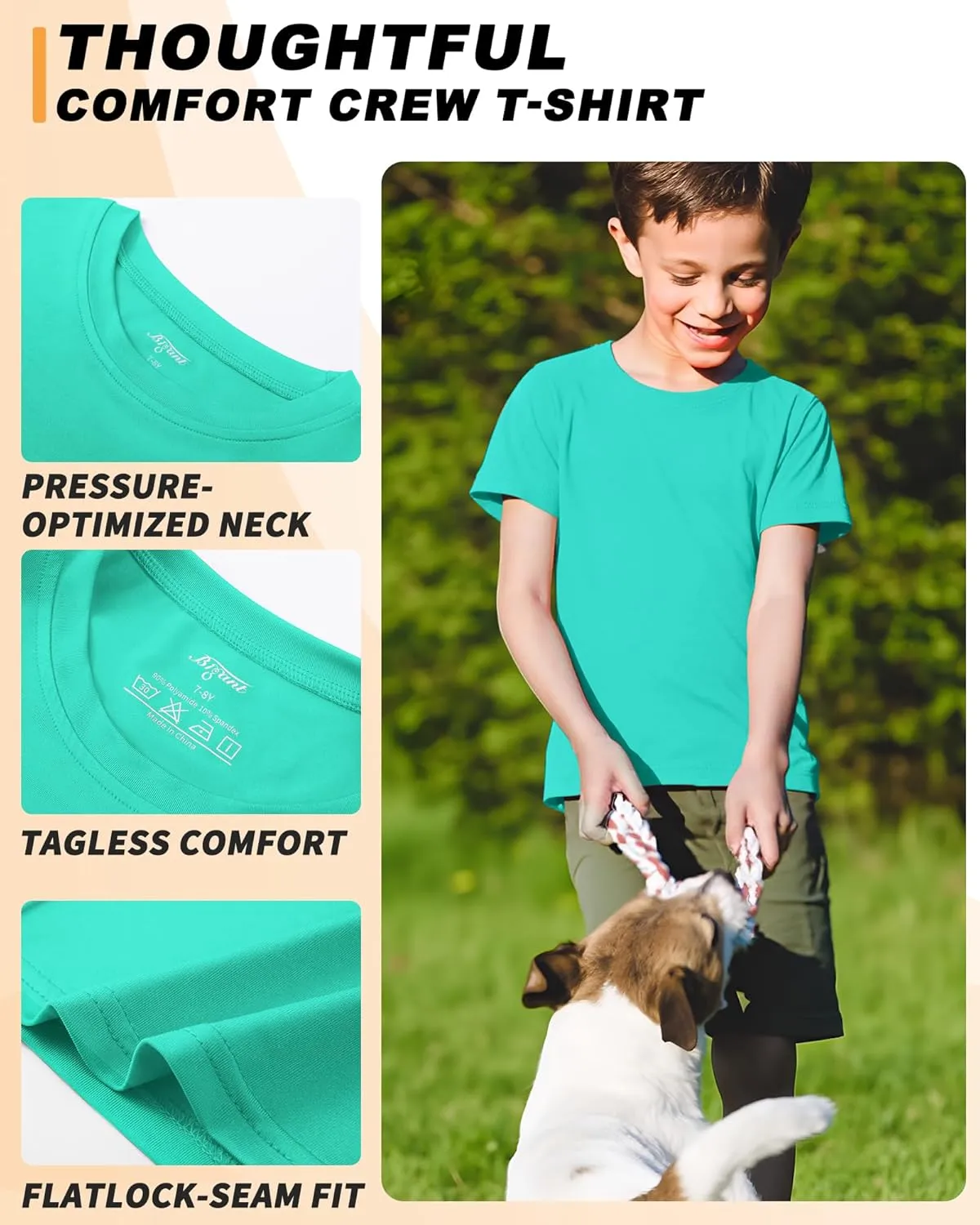 3 Pack Boys Shirts Athletic Dry Fit Kids Youth Short Sleeve Sports Active Performance T-Shirts Moisture Wicking Quick Dry