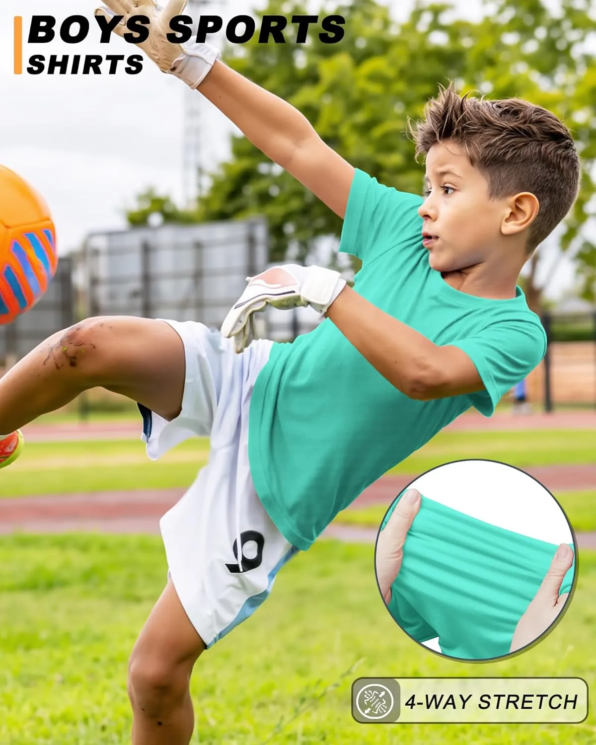 3 Pack Boys Shirts Athletic Dry Fit Kids Youth Short Sleeve Sports Active Performance T-Shirts Moisture Wicking Quick Dry
