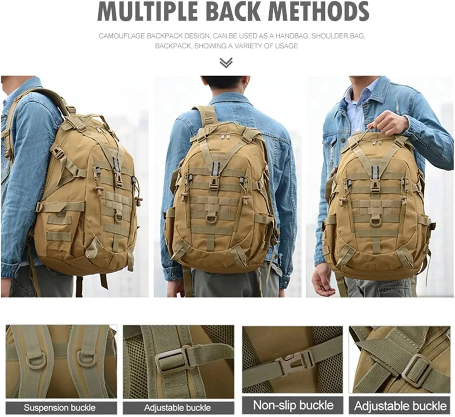 30-40L Camping Backpack Men's Travel Bags Climbing Rucksack Hiking Outdoor Reflective Shoulder Fishing Bag(Style1)