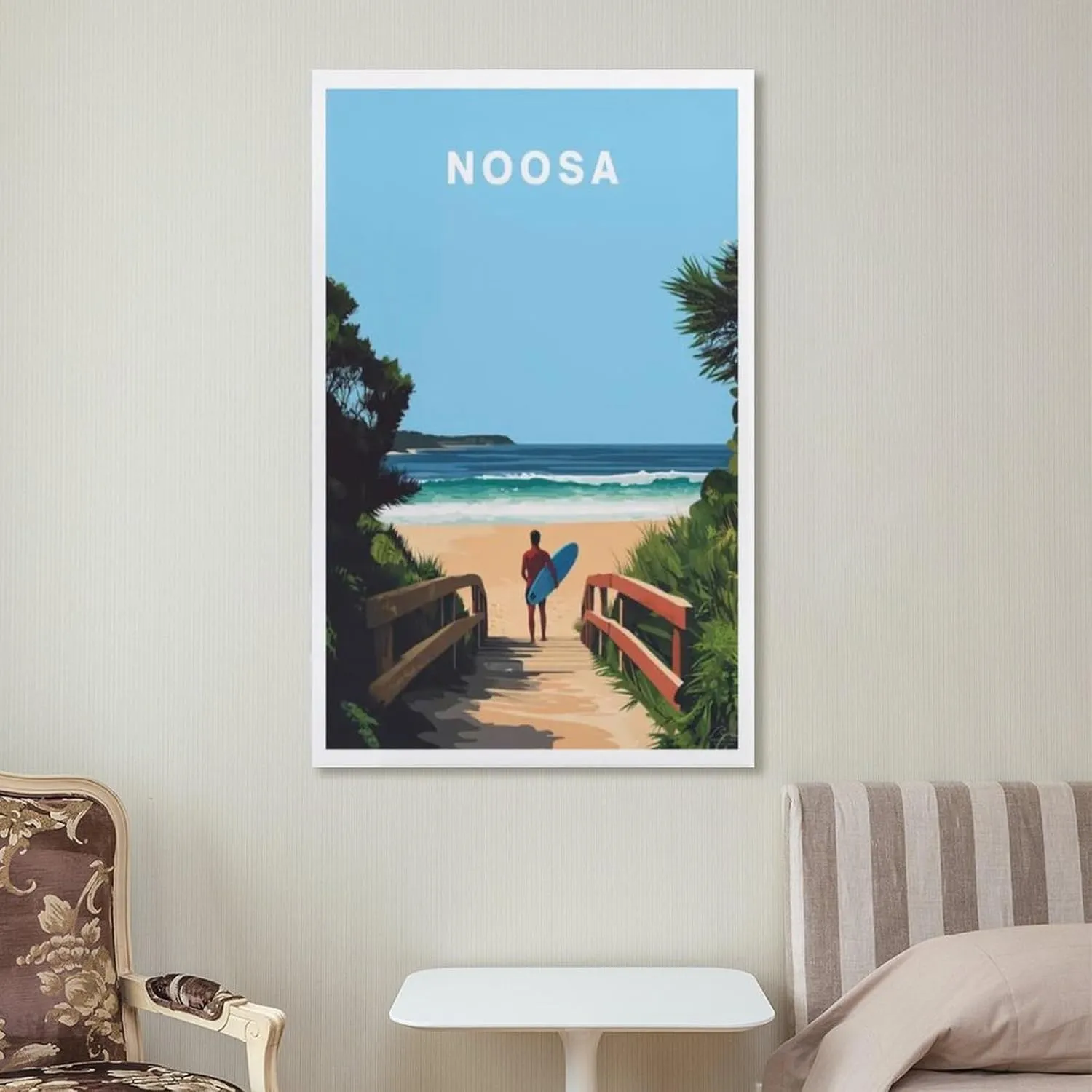 321ARTS Noosa Travel Print Canvas Wall Art Poster Picture Home Room Decor Mural 24x36inch(60x90cm)