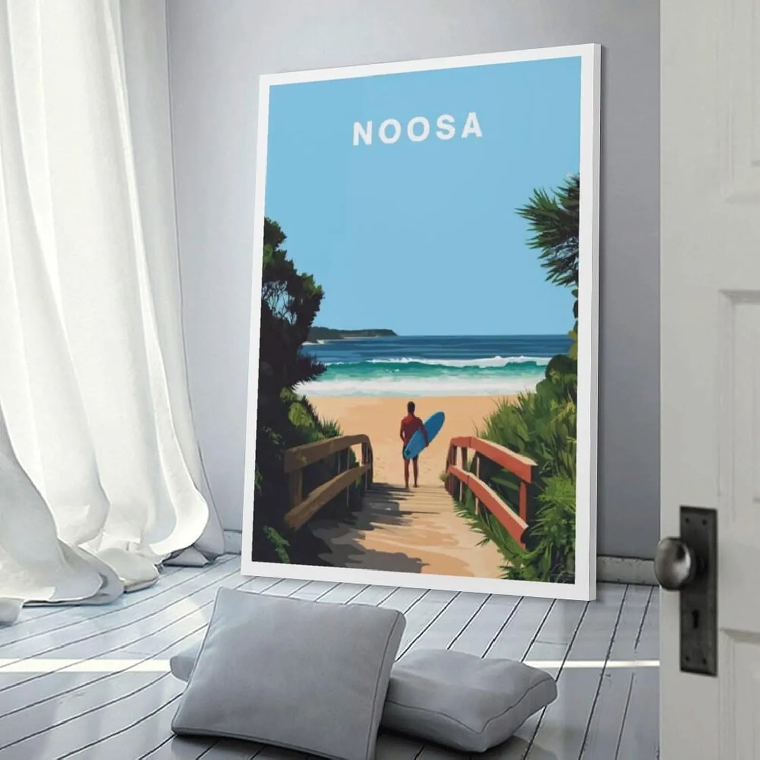 321ARTS Noosa Travel Print Canvas Wall Art Poster Picture Home Room Decor Mural 24x36inch(60x90cm)