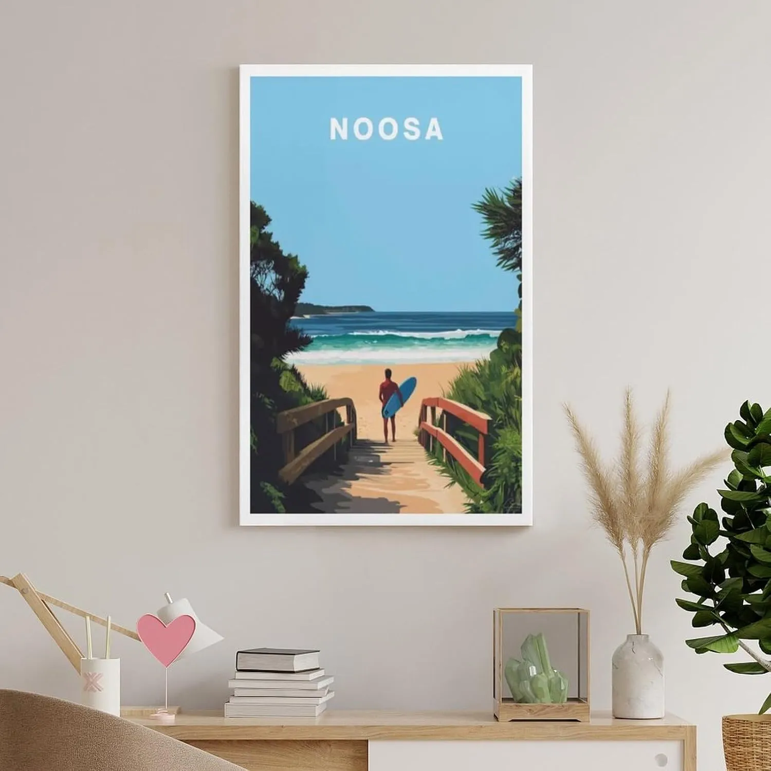 321ARTS Noosa Travel Print Canvas Wall Art Poster Picture Home Room Decor Mural 24x36inch(60x90cm)