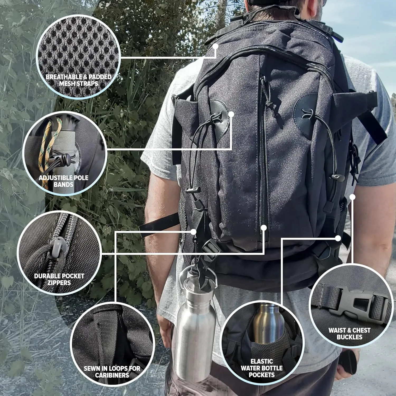 35L Outdoor Transport Backpack for Camping Hiking Daypack Trekking Traveling and Survival Gear for both Men & Women (Olive Drab)