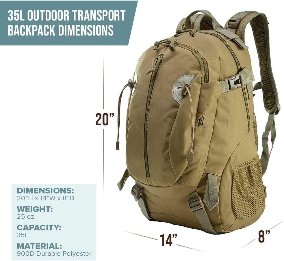 35L Outdoor Transport Backpack for Camping Hiking Daypack Trekking Traveling and Survival Gear for both Men & Women (Olive Drab)