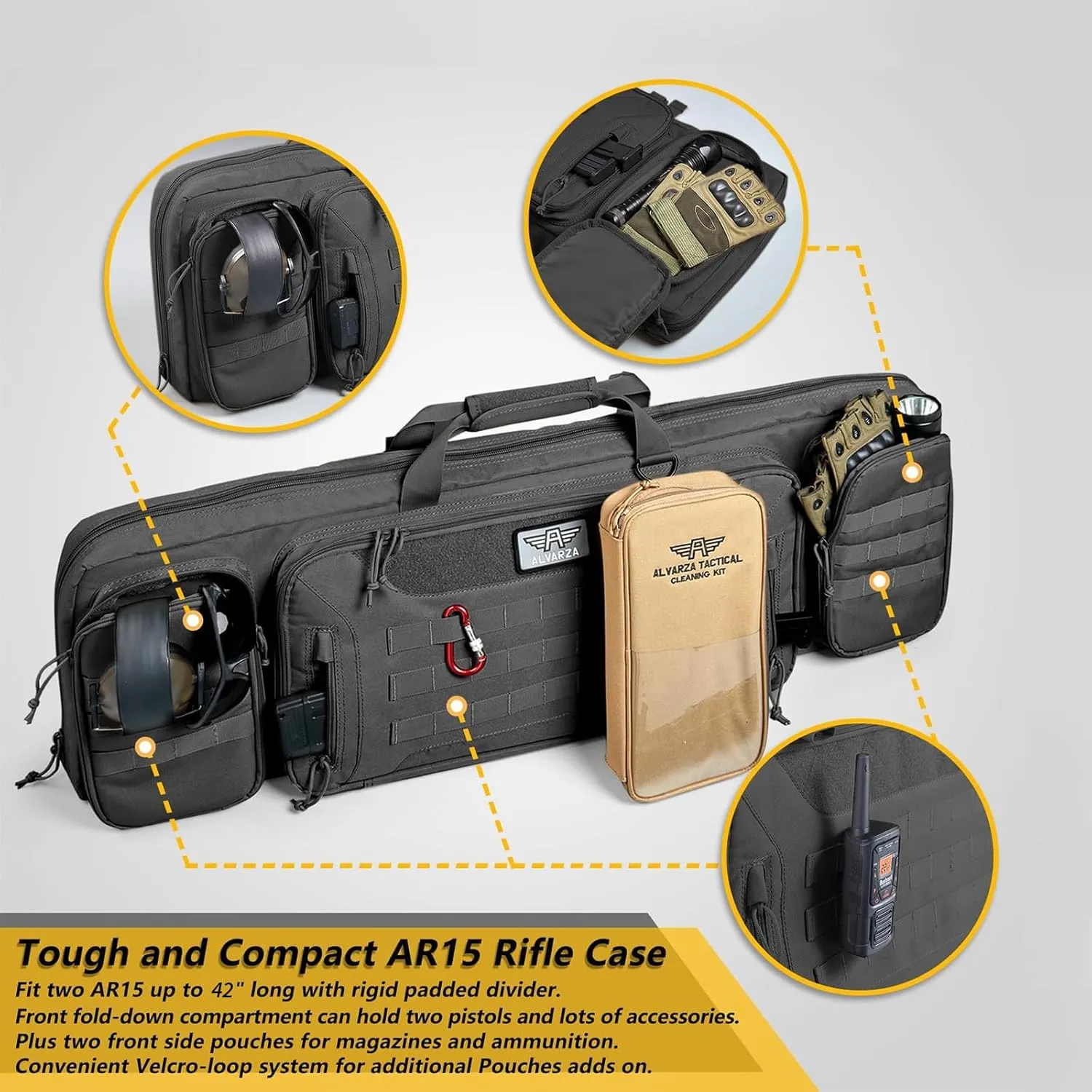 36" 42" 48" Double Long Gun Bag Nylon 1000D Soft Case Backpack Rifle Shotgun Pistol Transportation for Hunting Shooting Range, Firearm Transportation with Lockable Zipper and Molle System